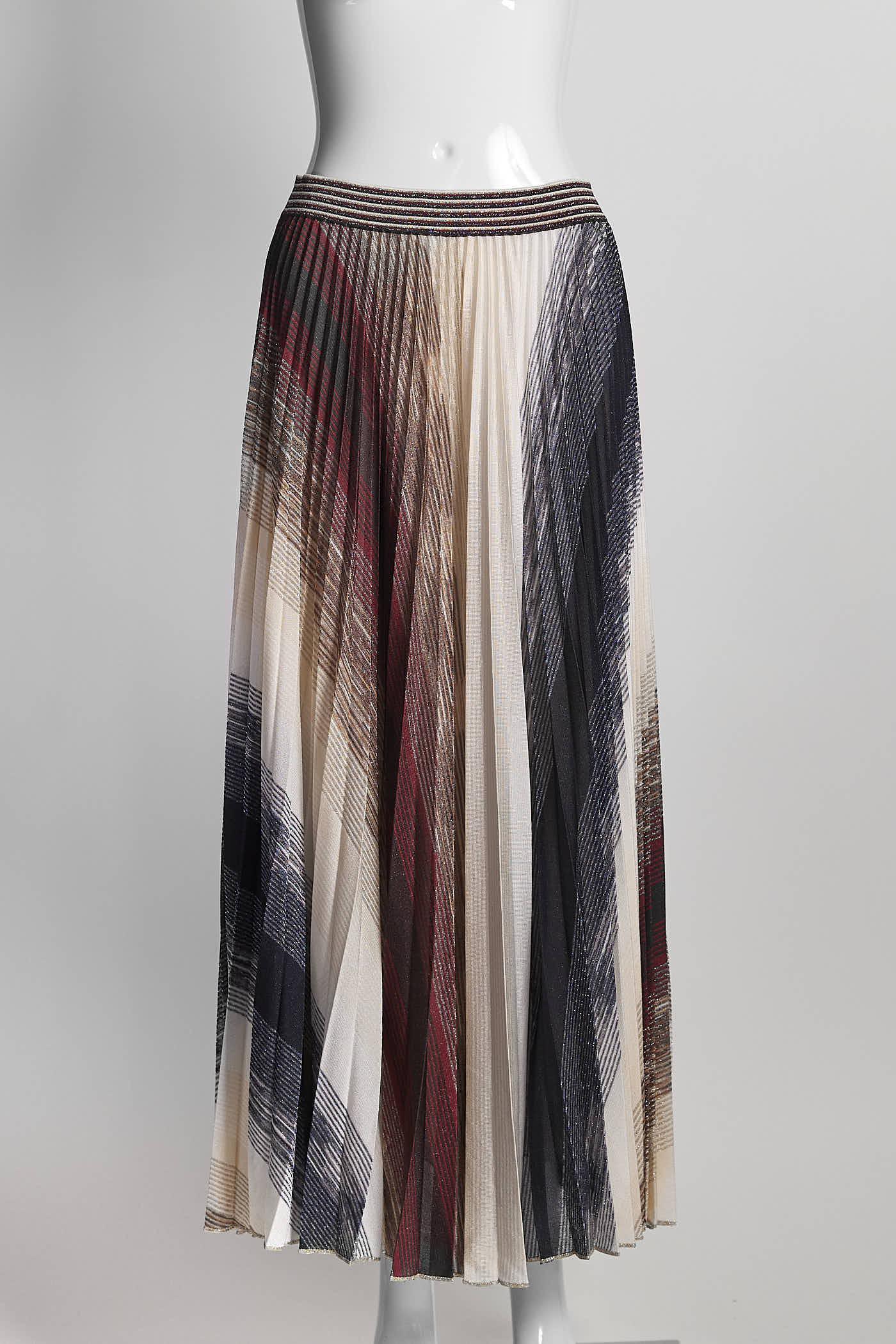 Missoni Metallic Purple Striped Pleated Skirt 46
