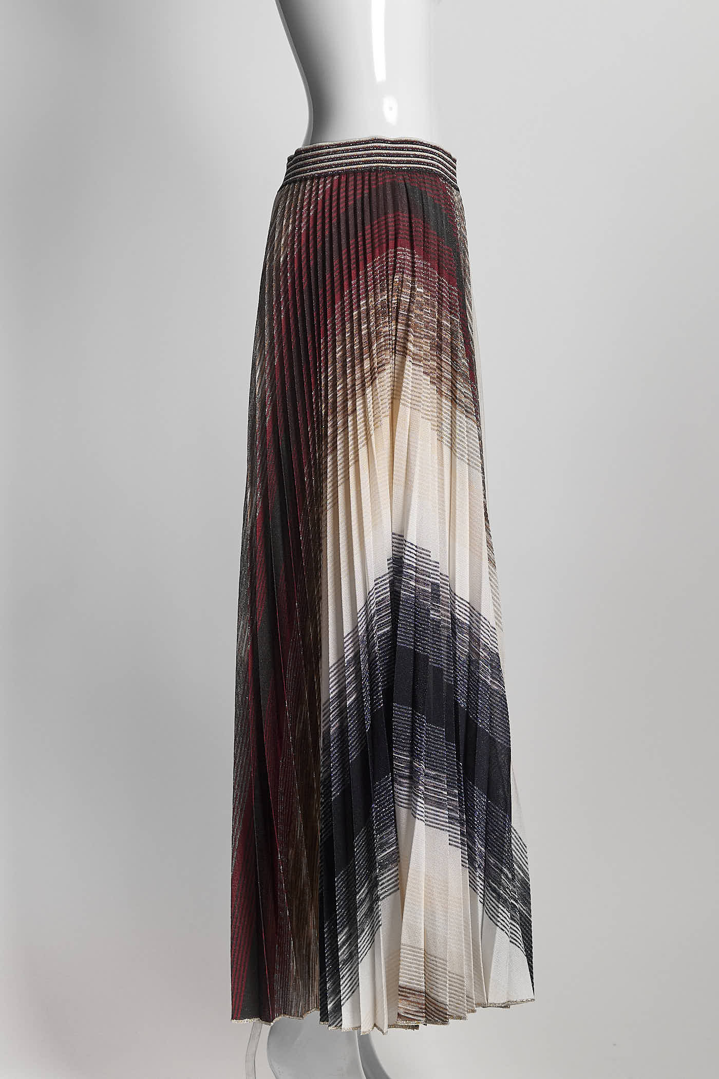 Missoni Metallic Purple Striped Pleated Skirt 46