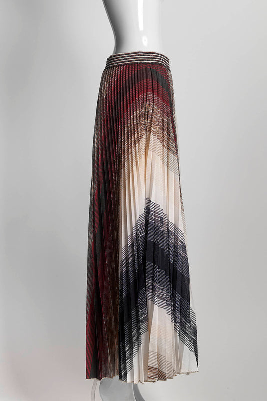 Missoni Metallic Purple Striped Pleated Skirt 46