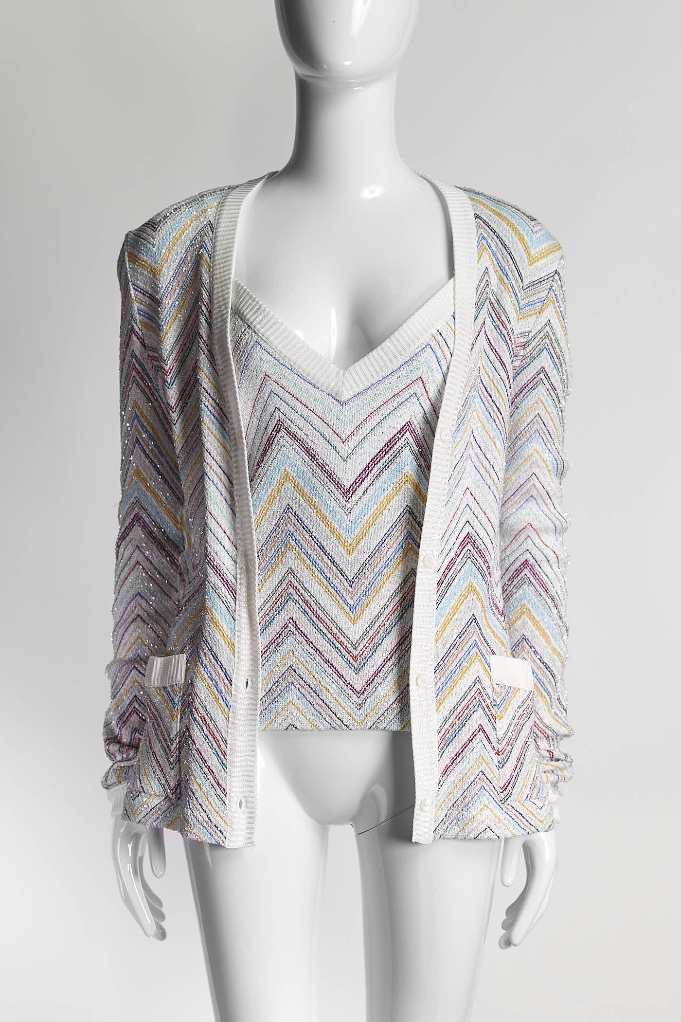 Missoni Sequined crochet-knit Cardigan/Tank Top Set 40