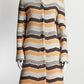 Missoni Sport Brown/Grey Stripped High Collar Coat 42