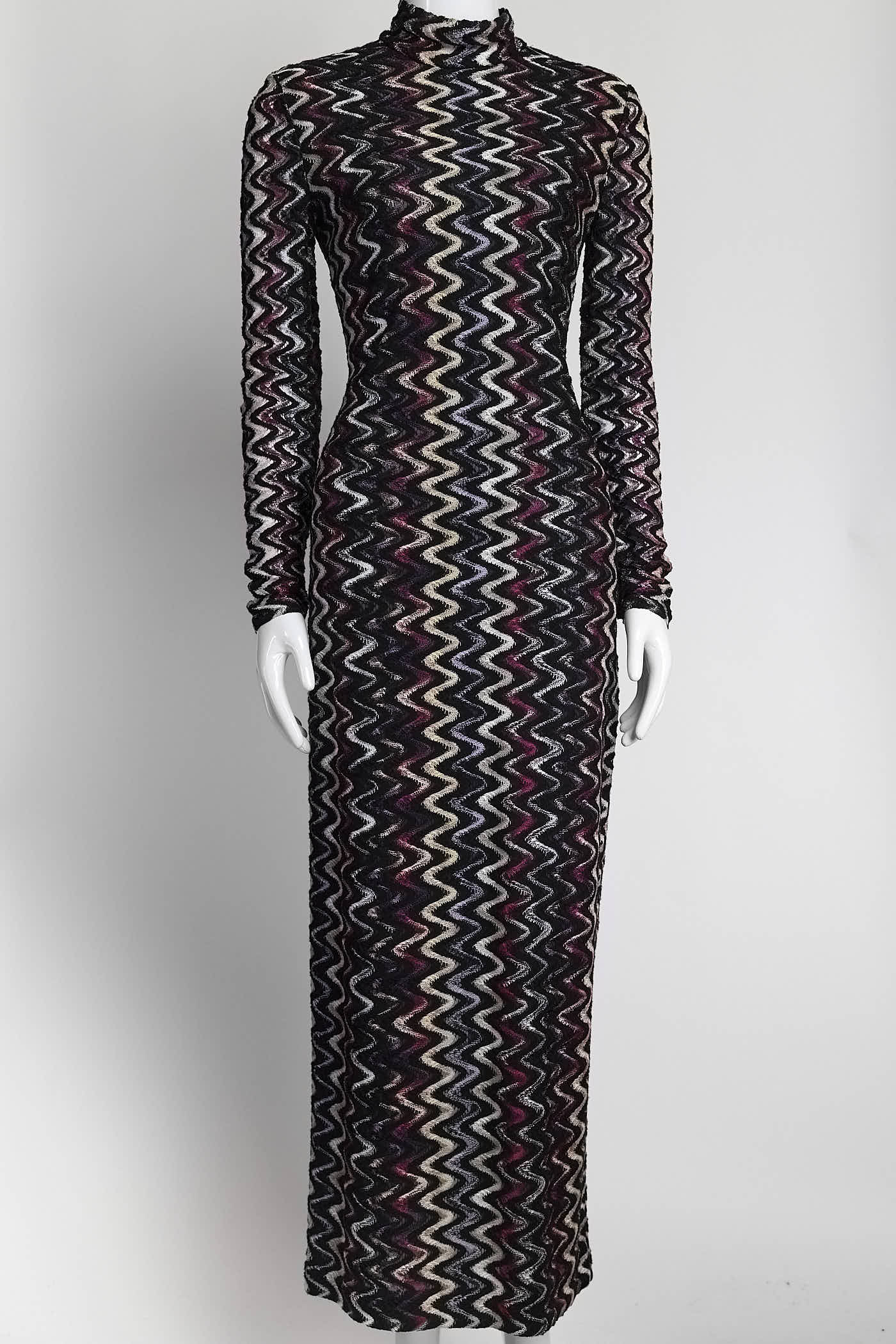 Missoni Turtleneck Purple/Black Patterned Dress 42