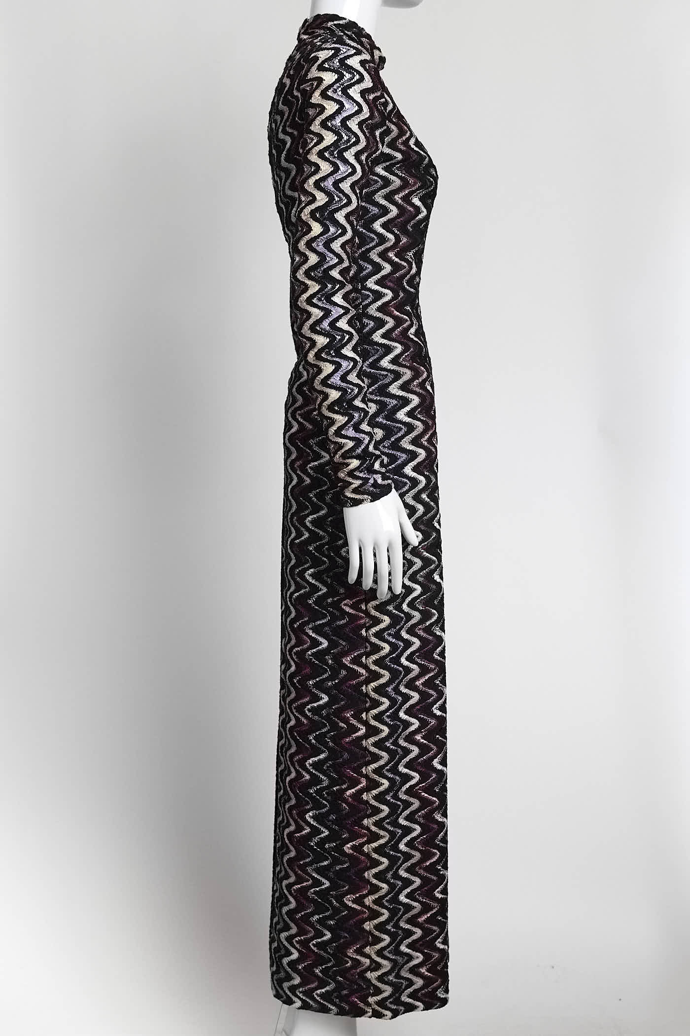 Missoni Turtleneck Purple/Black Patterned Dress 42