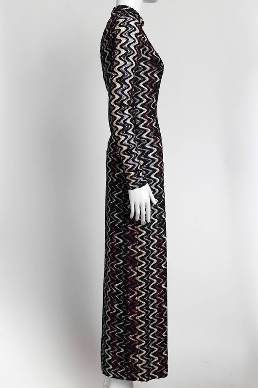 Missoni Turtleneck Purple/Black Patterned Dress 42