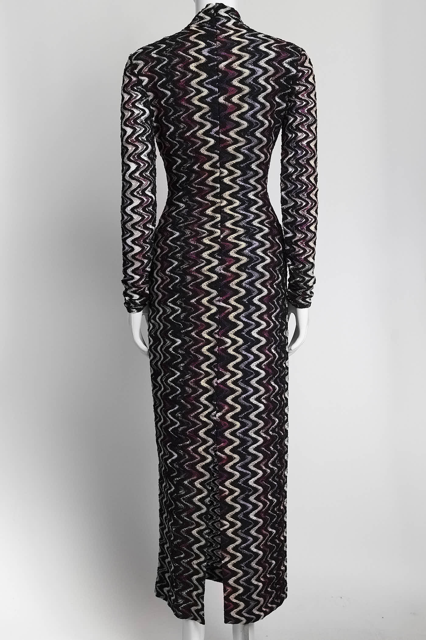 Missoni Turtleneck Purple/Black Patterned Dress 42