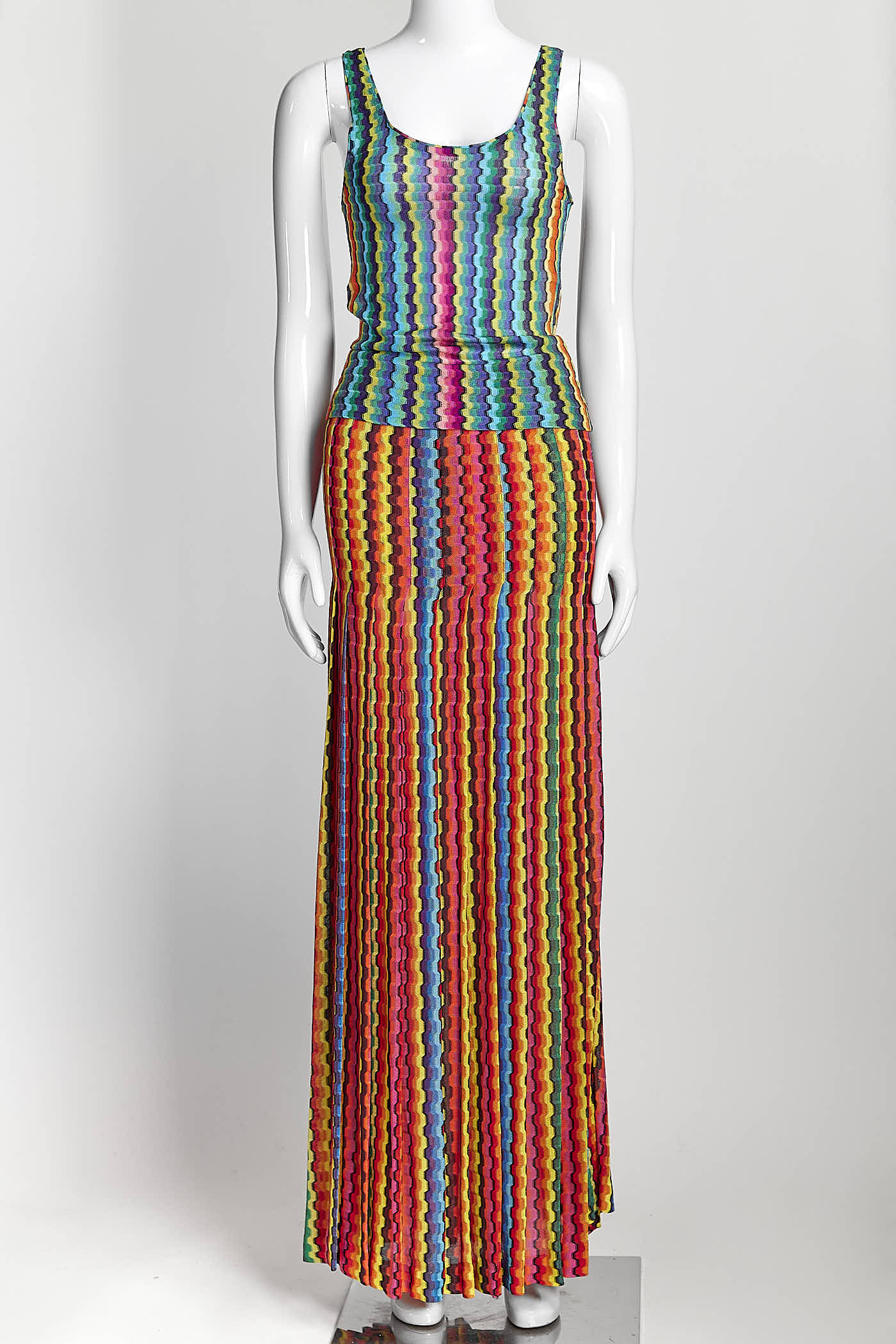 Missoni Yellow/Red Multicolor Tank Top/Skirt Set 40