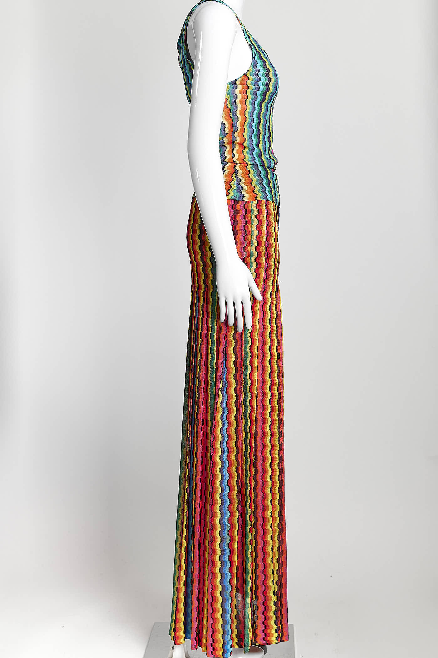 Missoni Yellow/Red Multicolor Tank Top/Skirt Set 40