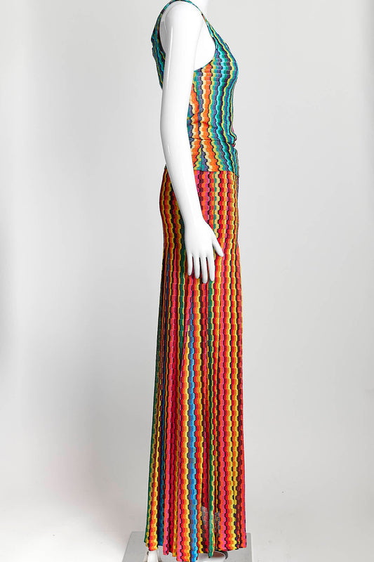 Missoni Yellow/Red Multicolor Tank Top/Skirt Set 40