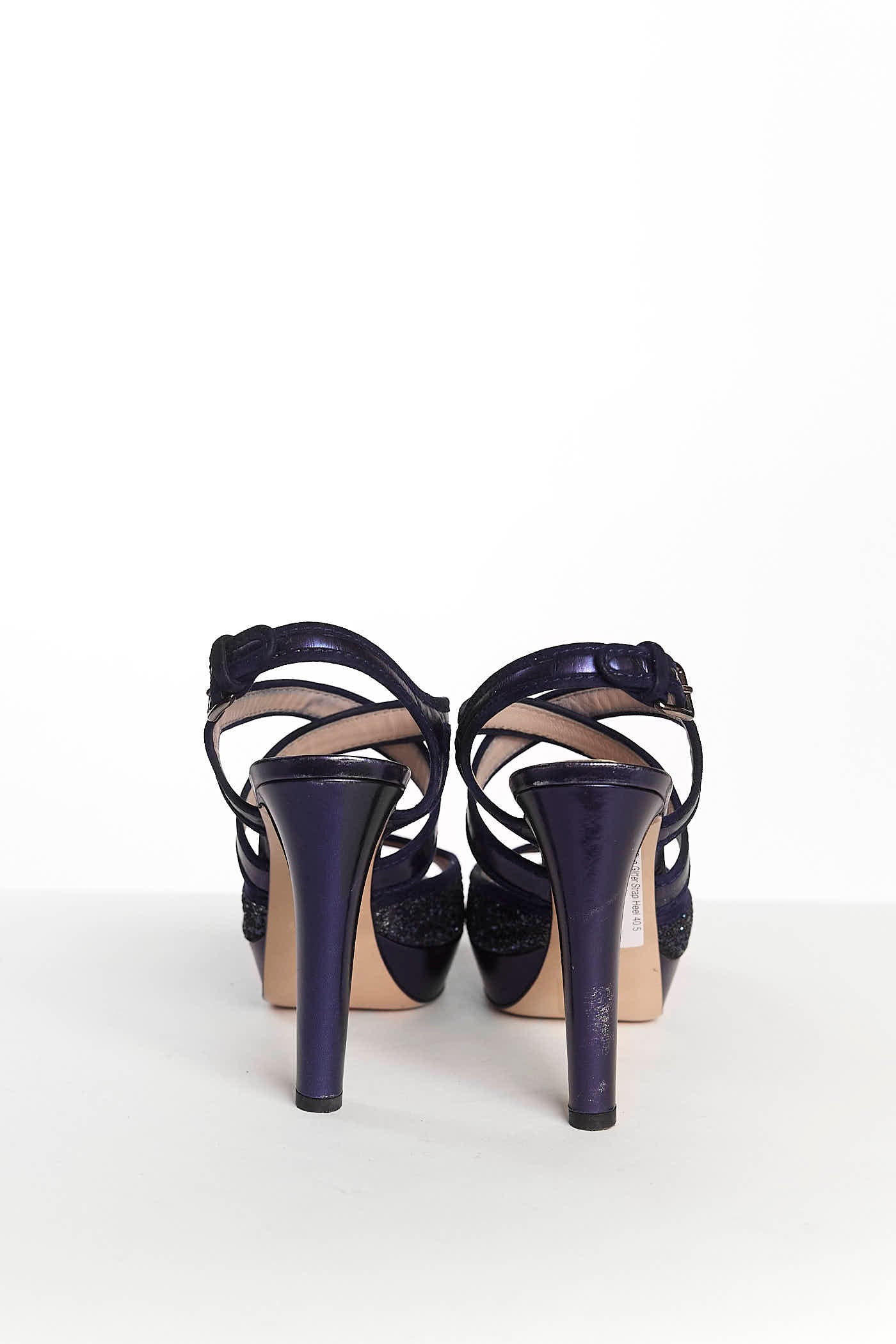 Miu Miu Blue Glitter Strap Heel 40.5