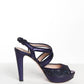 Miu Miu Blue Glitter Strap Heel 40.5