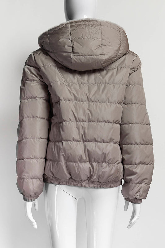 Moncler Beige/Grey Reversible Puffer Jacket Fur Lining 1