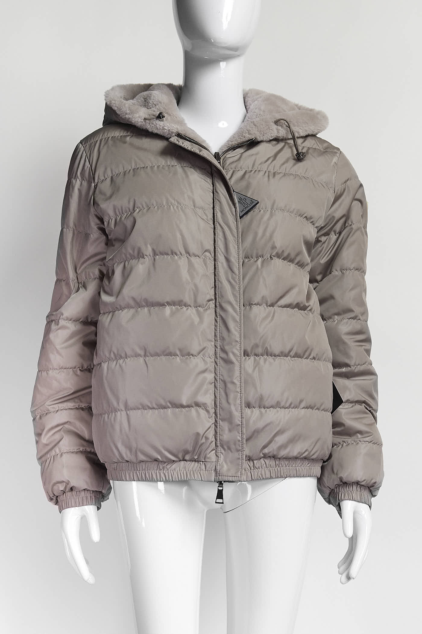 Moncler Beige/Grey Reversible Puffer Jacket Fur Lining 1