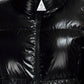 Moncler Black Puffer Jacket with White Ribbed Collar 1
