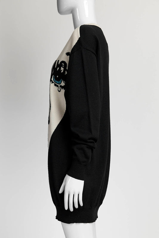 Moschino Black Graphic Face Sweater Dress XS