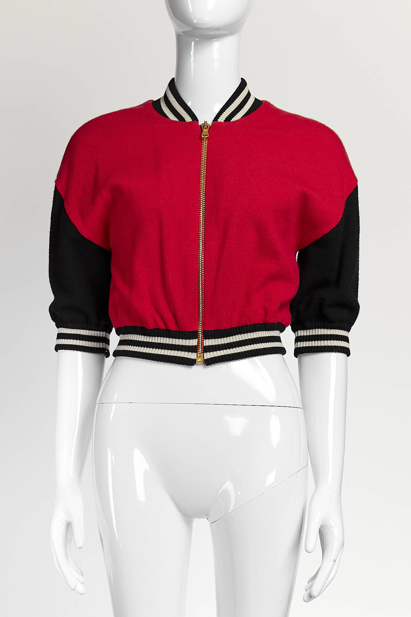 Moschino Red/Black Kint Crop Jacket IT40