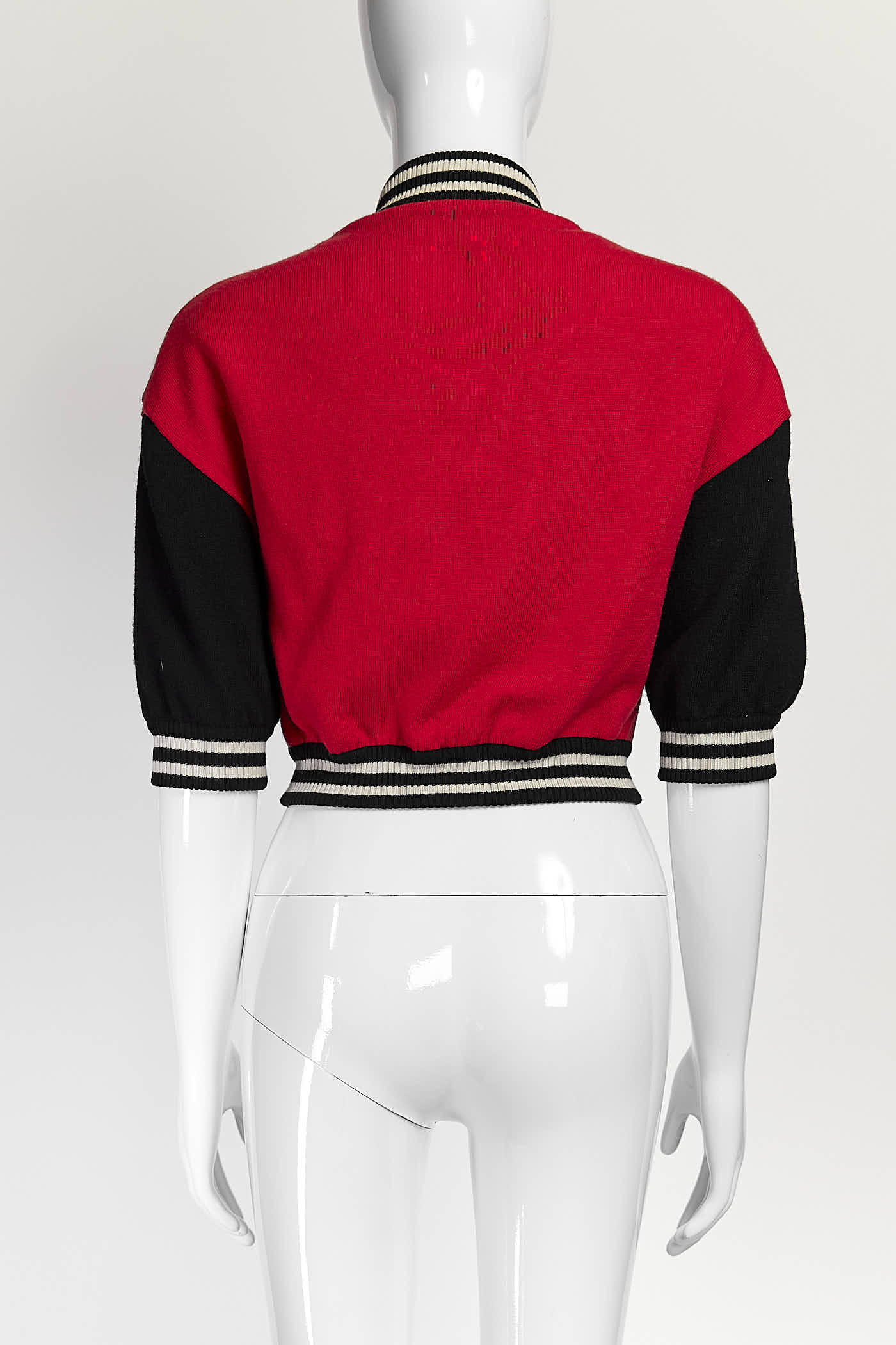 Moschino Red/Black Kint Crop Jacket IT40
