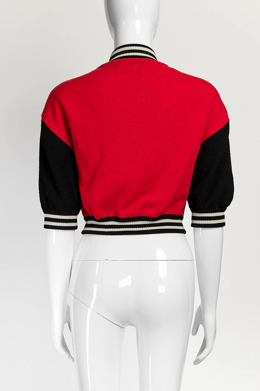 Moschino Red/Black Kint Crop Jacket IT40