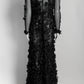 NARCES Hina Black Embellished Floral Gown