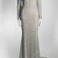 Naeem Khan Silver Sequin Evening Long Gown 4