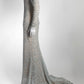 Naeem Khan Silver Sequin Evening Long Gown 4