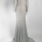 Naeem Khan Silver Sequin Evening Long Gown 4