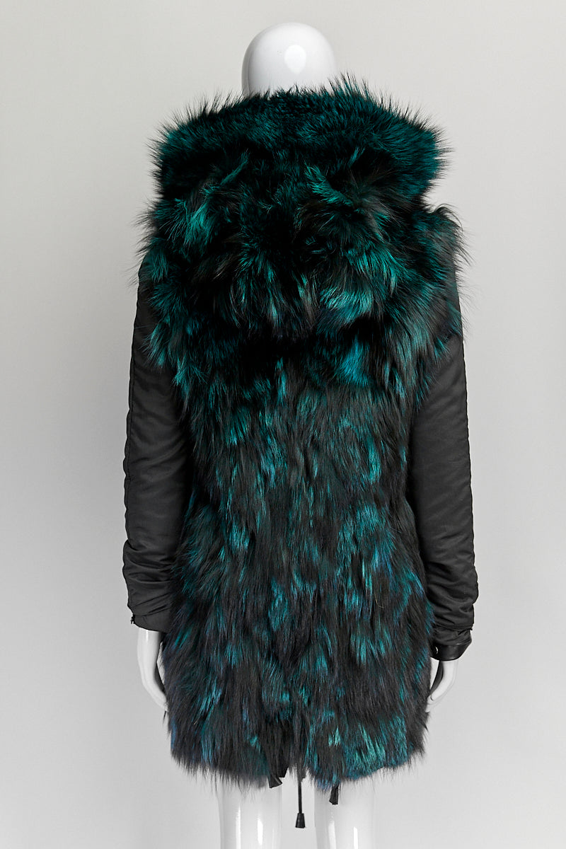 Nicole Benisti Green Fur Black Jacket XS