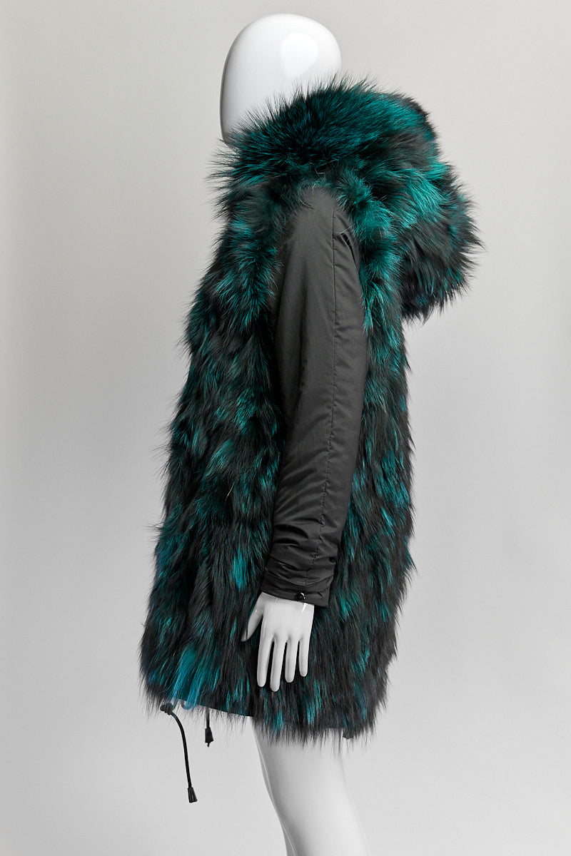 Nicole Benisti Green Fur Black Jacket XS