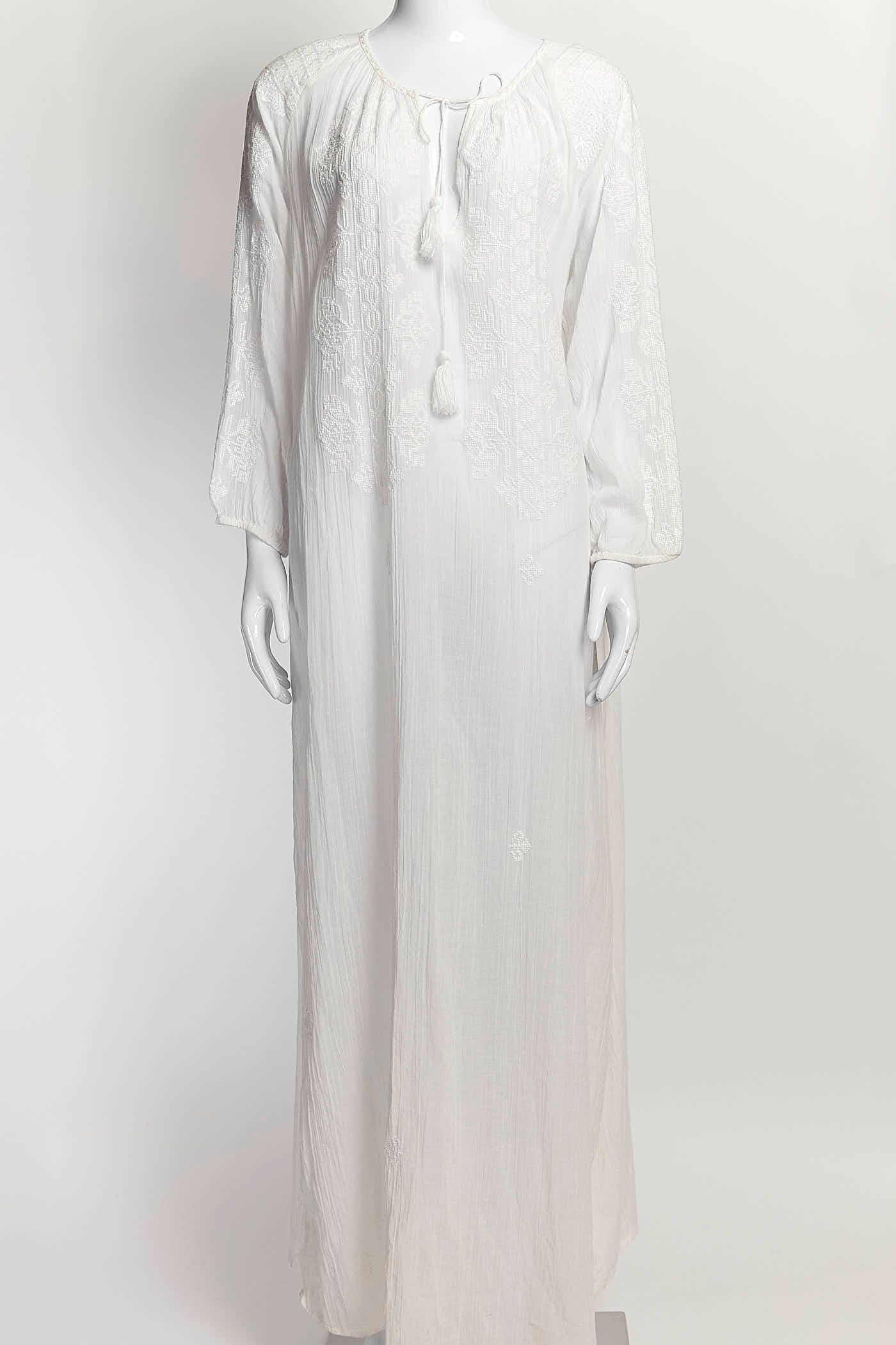 Nili Lotan White Cotton Embroidered Dress S