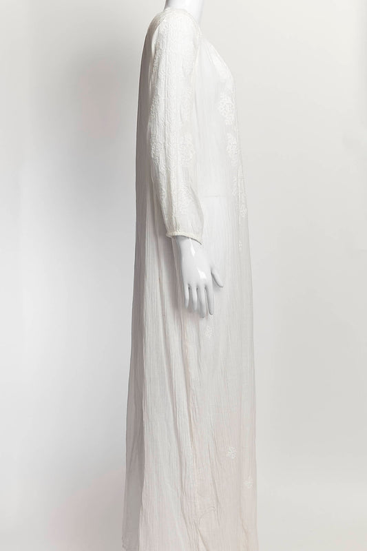 Nili Lotan White Cotton Embroidered Dress S