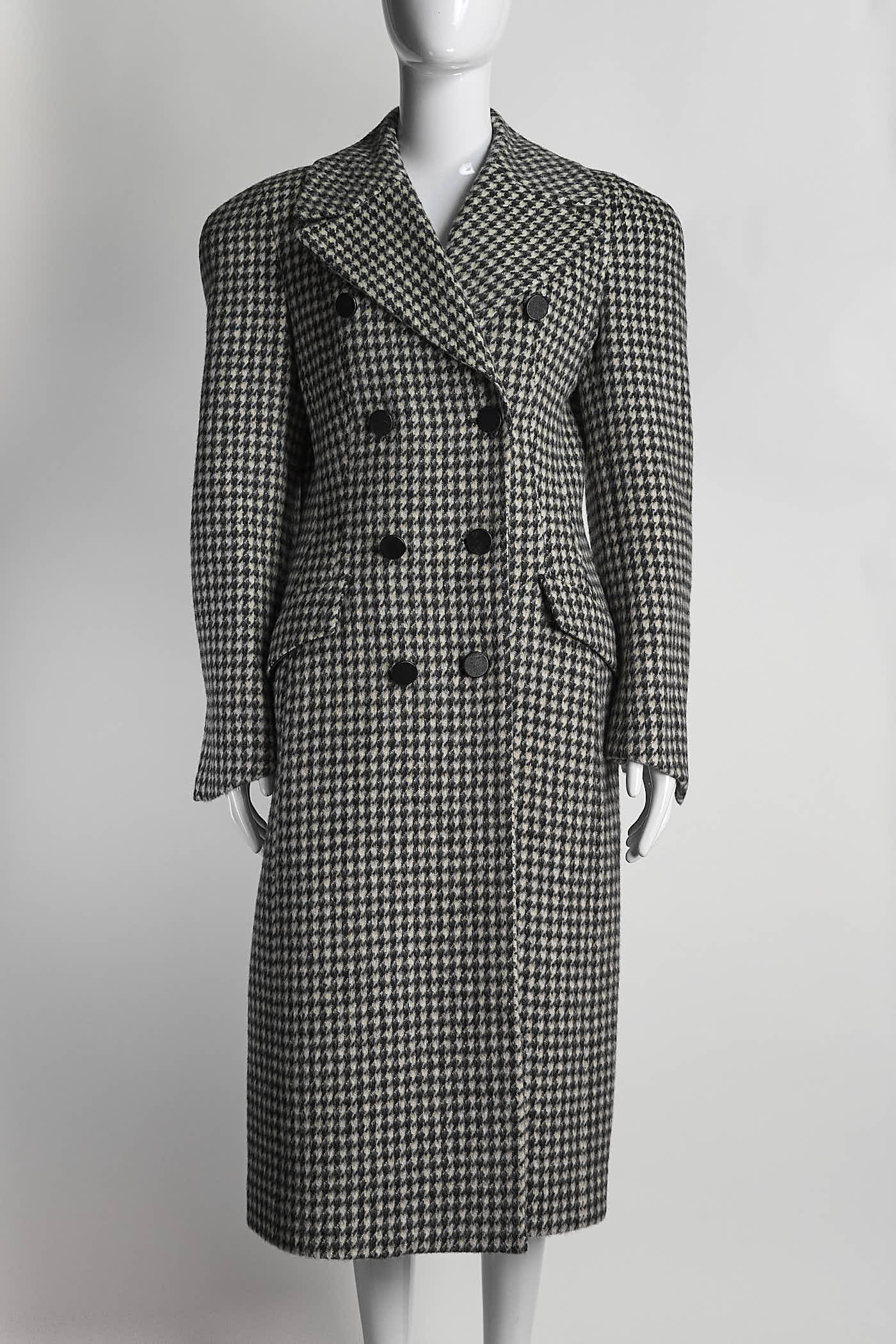 Olivier Theyskens Houndstooth Wool/Mohair Coat 38