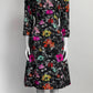 Oscar de la Renta Black Floral Silk A Line Dress 8