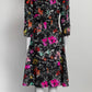 Oscar de la Renta Black Floral Silk A Line Dress 8