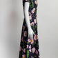 Oscar de la Renta Black/Pink Floral Short-sleeved Dress with Belt 4