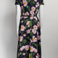 Oscar de la Renta Black/Pink Floral Short-sleeved Dress with Belt 4