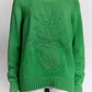 Oscar de la Renta Green Sweater with Pineapple Detail S