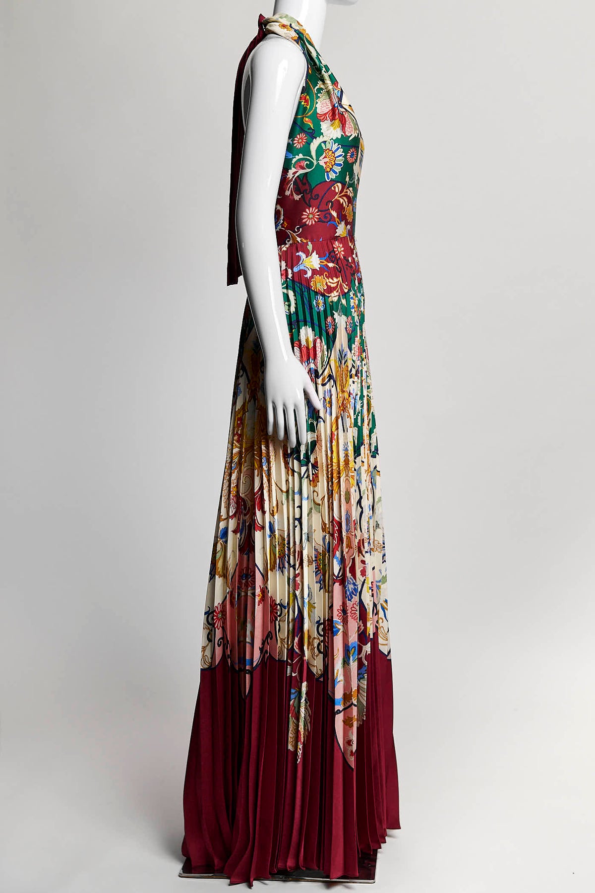 Oscar de la Renta Halter Maxi Long Dress with Pleated Detail 10