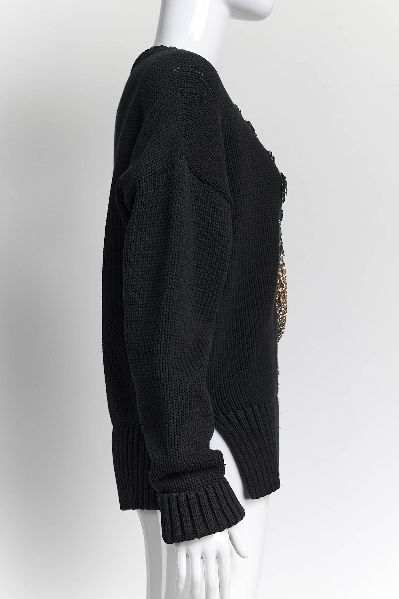 Oscar de la Renta Pineapple Embellished Cotton-blend Sweater M