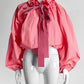 Patou Ruffled Tie Neck Long Sleeve Pink Blouse 36