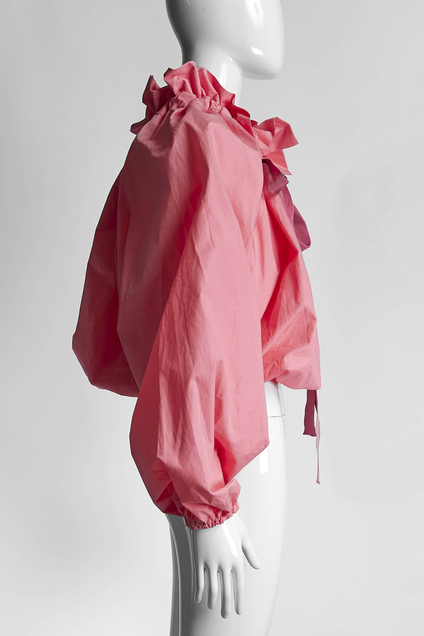 Patou Ruffled Tie Neck Long Sleeve Pink Blouse 36