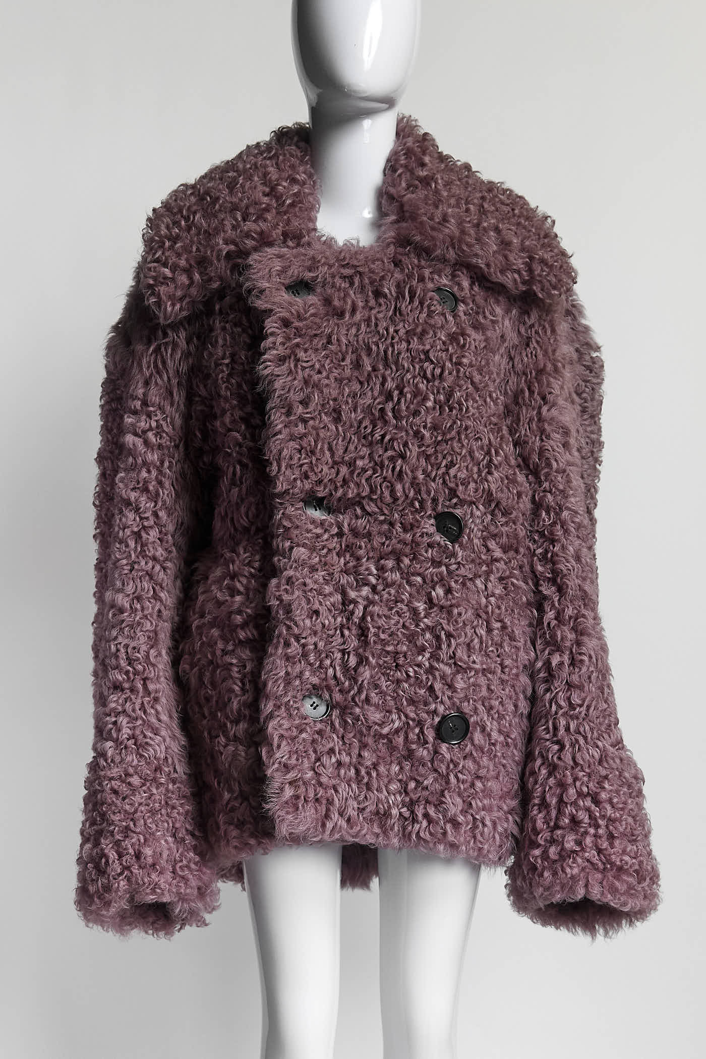 Petar Petrov Purple Shearling Teddy Coat 38