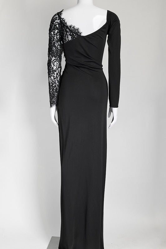 Prabal Gurung Black Lace V-Neck Long Dress US 6