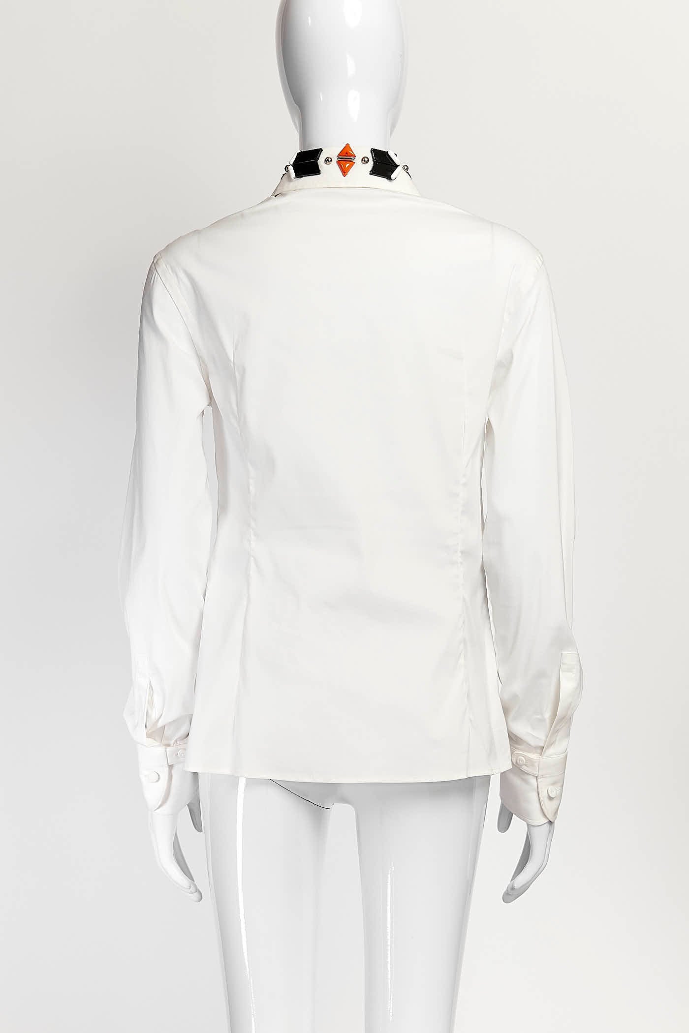 Prada AW2019 Jeweled Poplin Collar Shirt 42