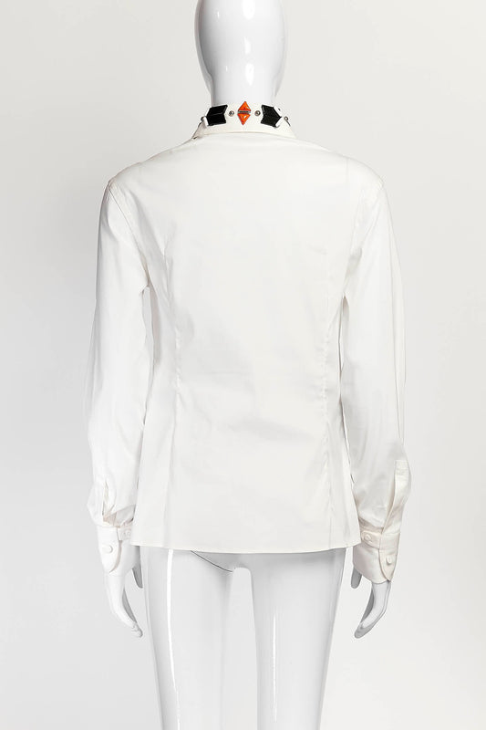 Prada AW2019 Jeweled Poplin Collar Shirt 42