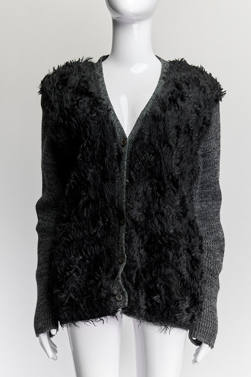 Prada Black Fur Cardigan IT 46