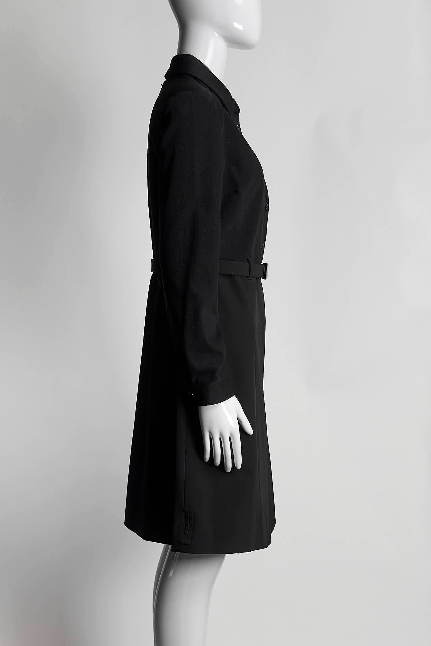 Prada Black Logo Belt Dress 46