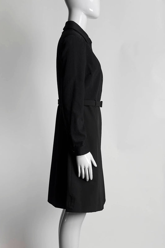 Prada Black Logo Belt Dress 46