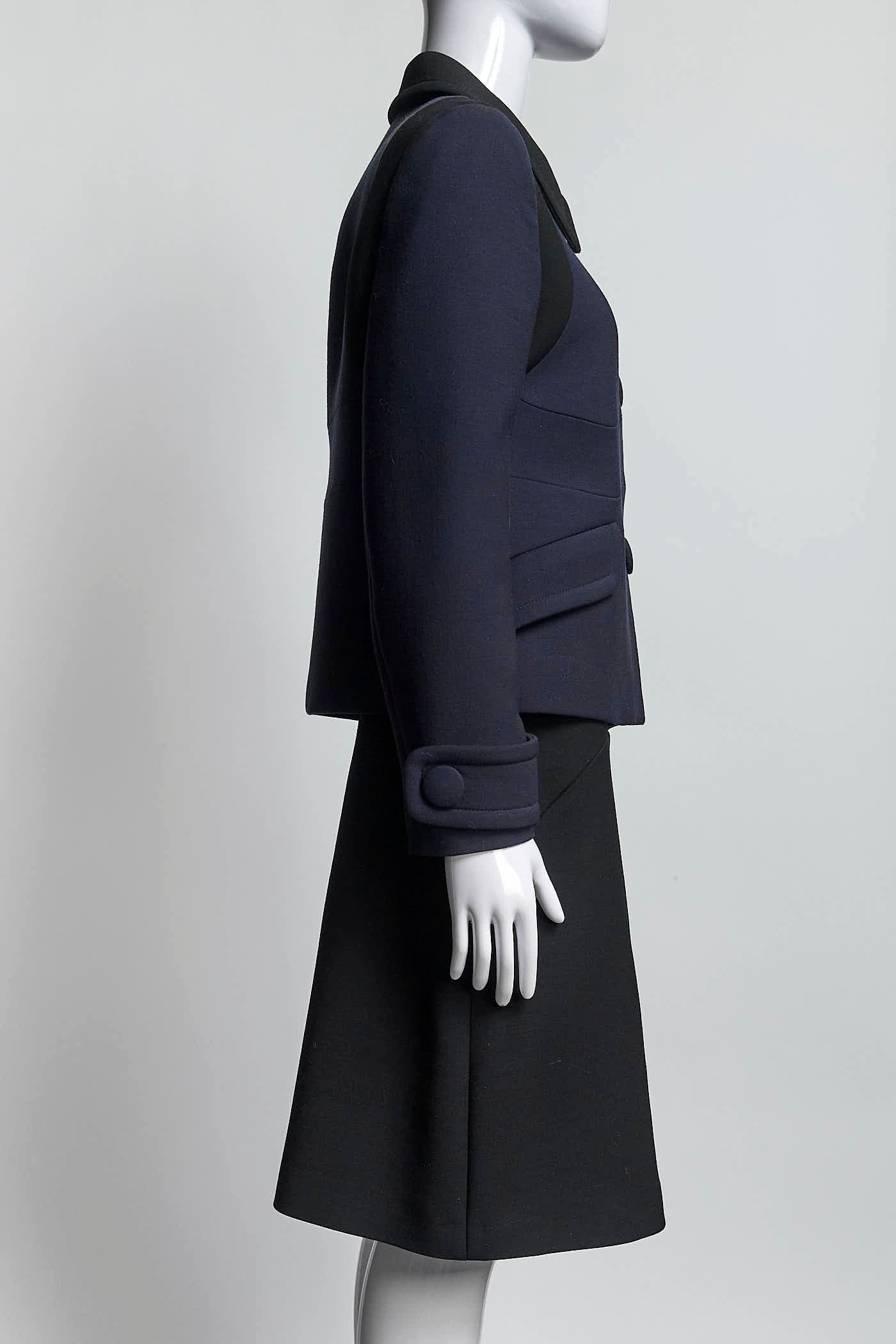 Prada Black/Navy Short Jacket/Skirt Set 44