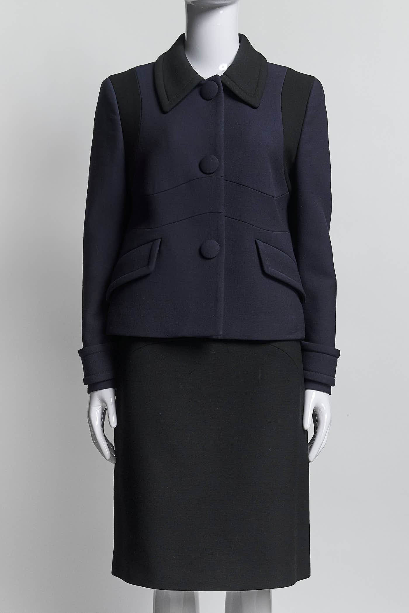 Prada Black/Navy Short Jacket/Skirt Set 44