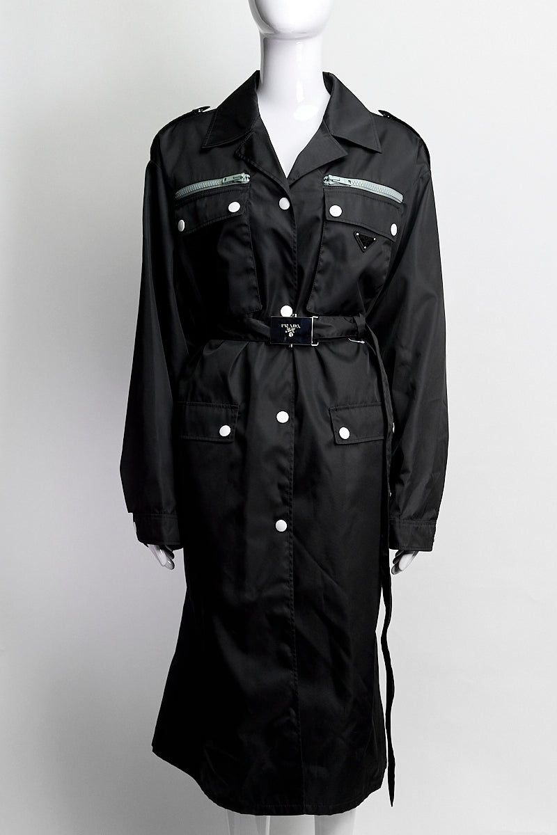 Prada Black Nylon Coat Domestic IT 42