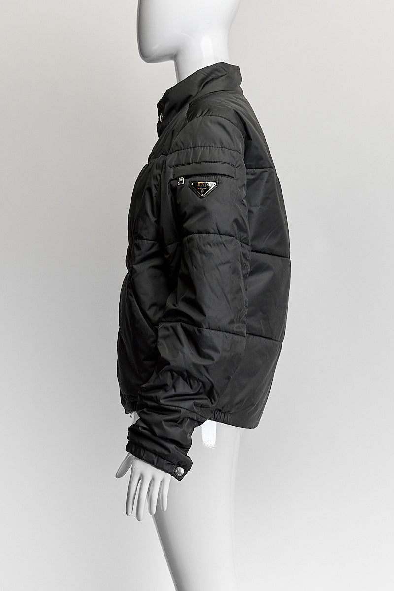 Prada Black Puffy Logo Jacket IT 46